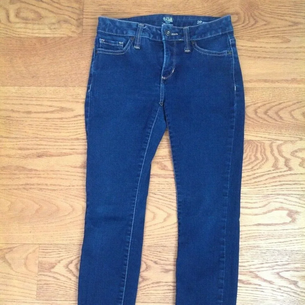 a.n.a A NEW APPROACH LOW RISE SKINNY JEANS WOMEN 2P PETITE DARK STRETCH DENIM